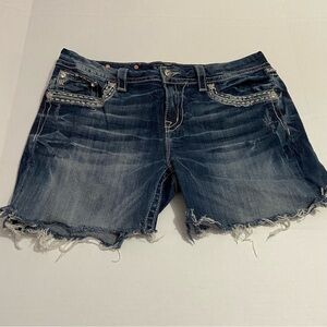 Miss me signature pocket bling raw hem cutoff shorts 33